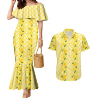 Hawaii Lemon Palaka Couples Matching Mermaid Dress and Hawaiian Shirt Striped Stylized LT01 Yellow - Polynesian Pride