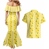 Hawaii Lemon Palaka Couples Matching Mermaid Dress and Hawaiian Shirt Striped Stylized LT01 - Polynesian Pride