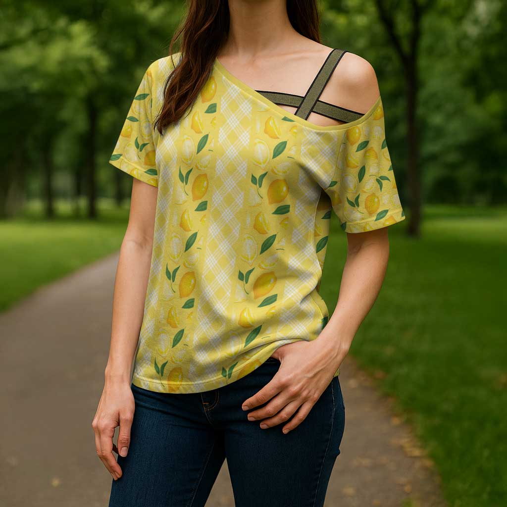 Hawaii Lemon Palaka Cross Shoulder Shirt Striped Stylized