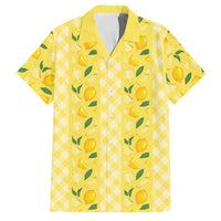 Hawaii Lemon Palaka Family Matching Long Sleeve Bodycon Dress and Hawaiian Shirt Striped Stylized LT01 Dad's Shirt - Short Sleeve Yellow - Polynesian Pride