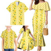 Hawaii Lemon Palaka Family Matching Mermaid Dress and Hawaiian Shirt Striped Stylized LT01 - Polynesian Pride