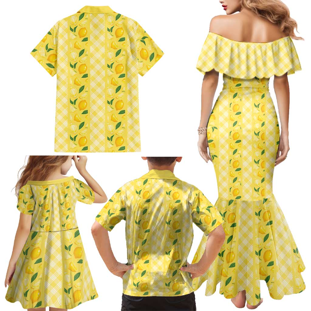 Hawaii Lemon Palaka Family Matching Mermaid Dress and Hawaiian Shirt Striped Stylized LT01 - Polynesian Pride