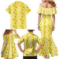 Hawaii Lemon Palaka Family Matching Mermaid Dress and Hawaiian Shirt Striped Stylized LT01 - Polynesian Pride