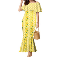 Hawaii Lemon Palaka Family Matching Mermaid Dress and Hawaiian Shirt Striped Stylized LT01 Mom's Dress Yellow - Polynesian Pride