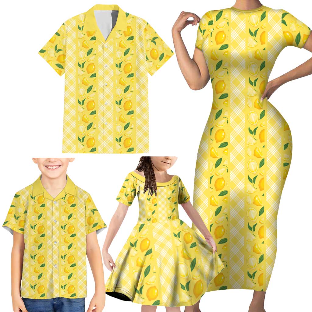 Hawaii Lemon Palaka Family Matching Short Sleeve Bodycon Dress and Hawaiian Shirt Striped Stylized LT01 - Polynesian Pride