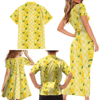 Hawaii Lemon Palaka Family Matching Short Sleeve Bodycon Dress and Hawaiian Shirt Striped Stylized LT01 - Polynesian Pride