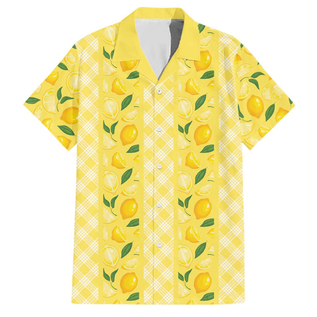 Hawaii Lemon Palaka Family Matching Summer Maxi Dress and Hawaiian Shirt Striped Stylized