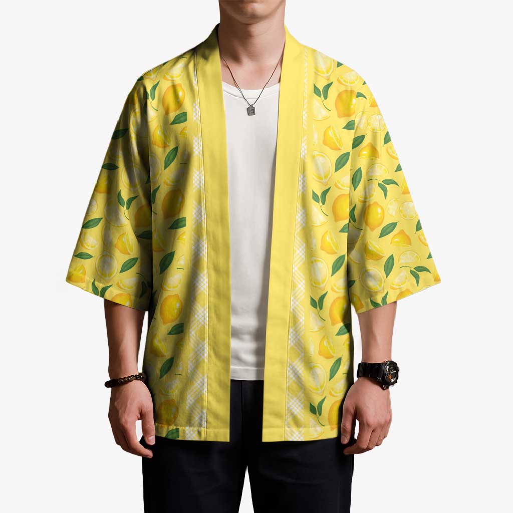 Hawaii Lemon Palaka Kimono Striped Stylized