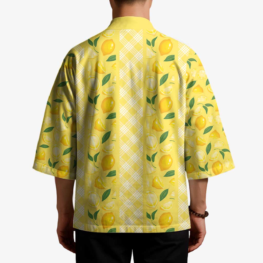 Hawaii Lemon Palaka Kimono Striped Stylized
