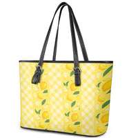 Hawaii Lemon Palaka Leather Tote Bag Striped Stylized