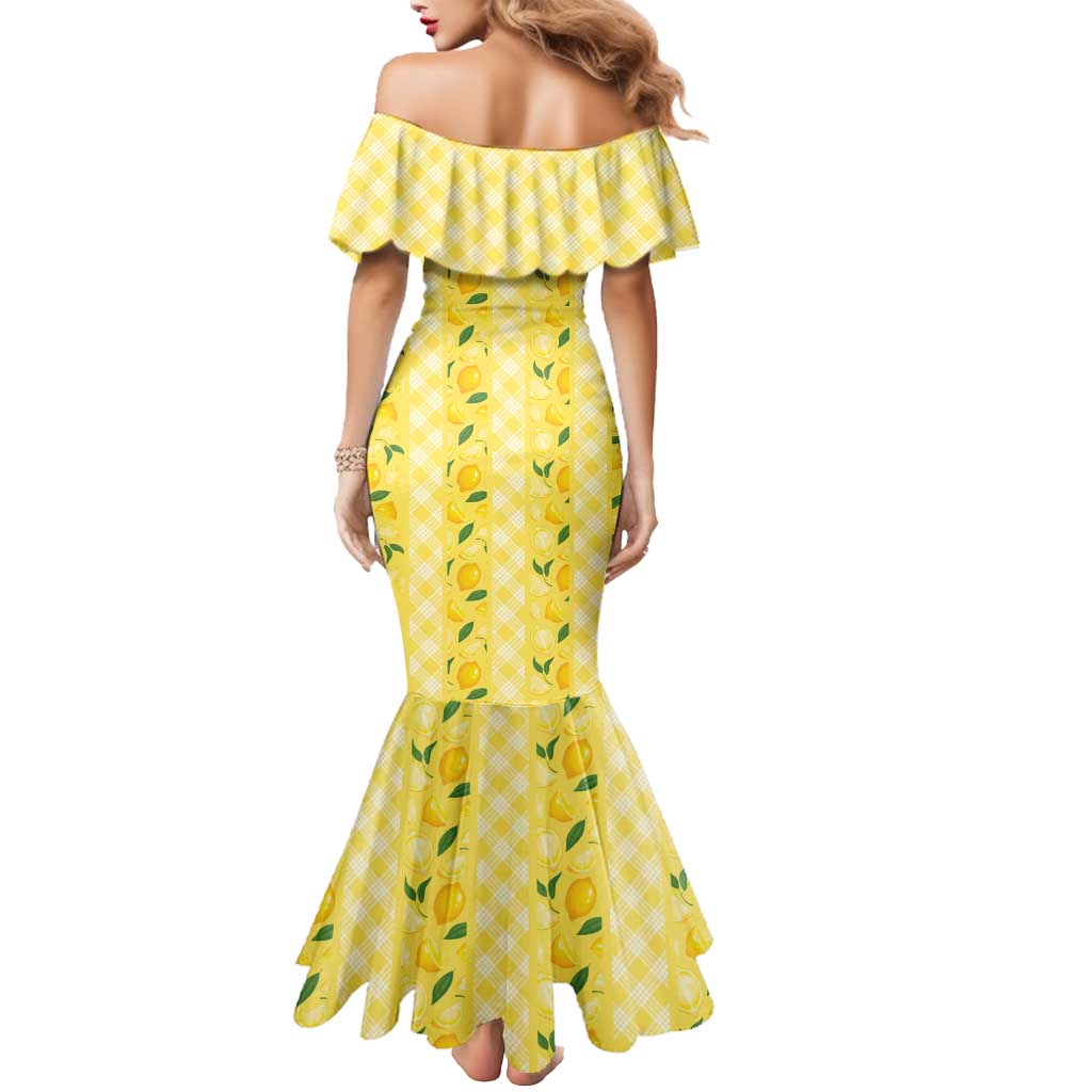 Hawaii Lemon Palaka Mermaid Dress Striped Stylized