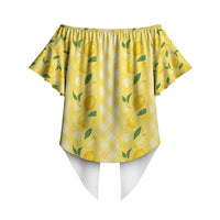 Hawaii Lemon Palaka Off Shoulder Wrap Waist Top Striped Stylized LT01 - Polynesian Pride