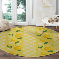 Hawaii Lemon Palaka Round Carpet Striped Stylized