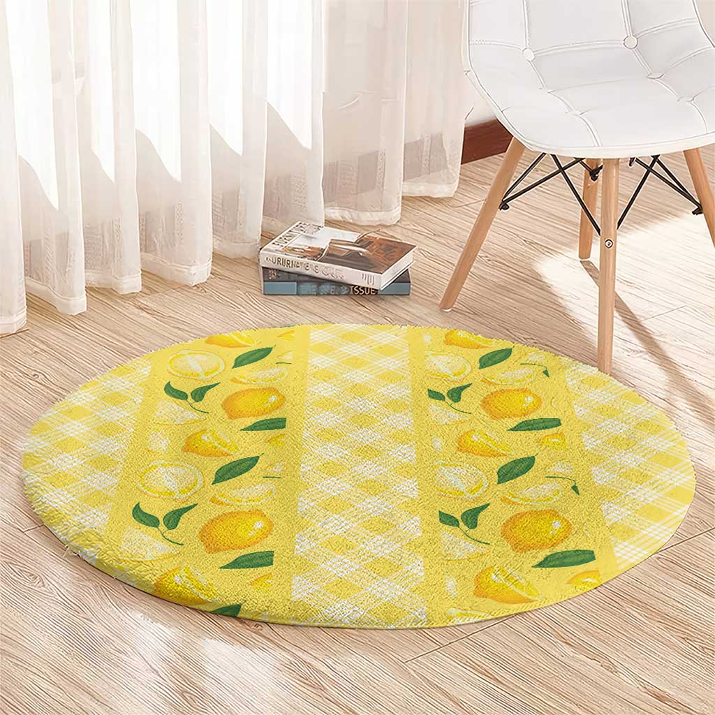 Hawaii Lemon Palaka Round Carpet Striped Stylized