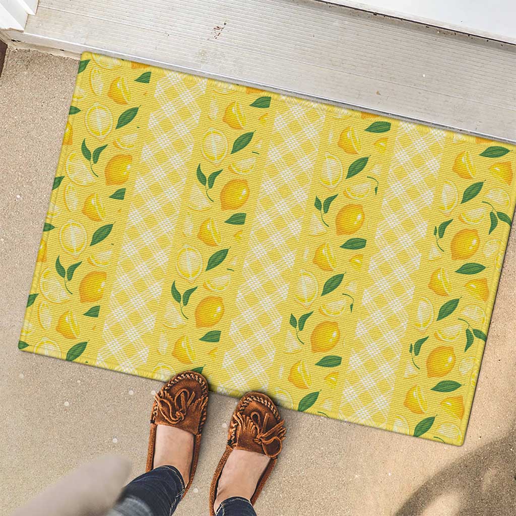 Hawaii Lemon Palaka Rubber Doormat Striped Stylized