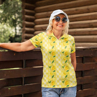 Hawaii Lemon Palaka Women Polo Shirt Striped Stylized