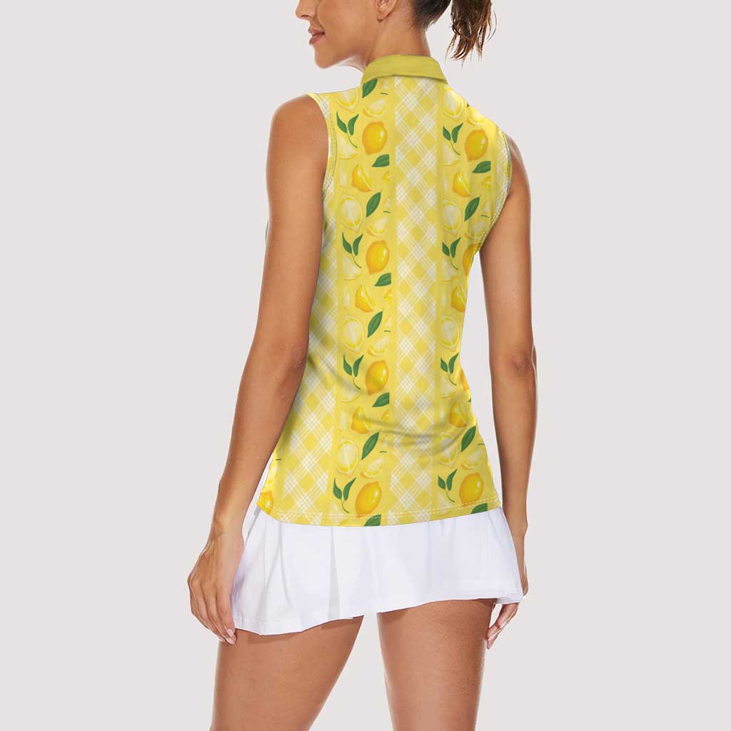 Hawaii Lemon Palaka Women Sleeveless Polo Shirt Striped Stylized
