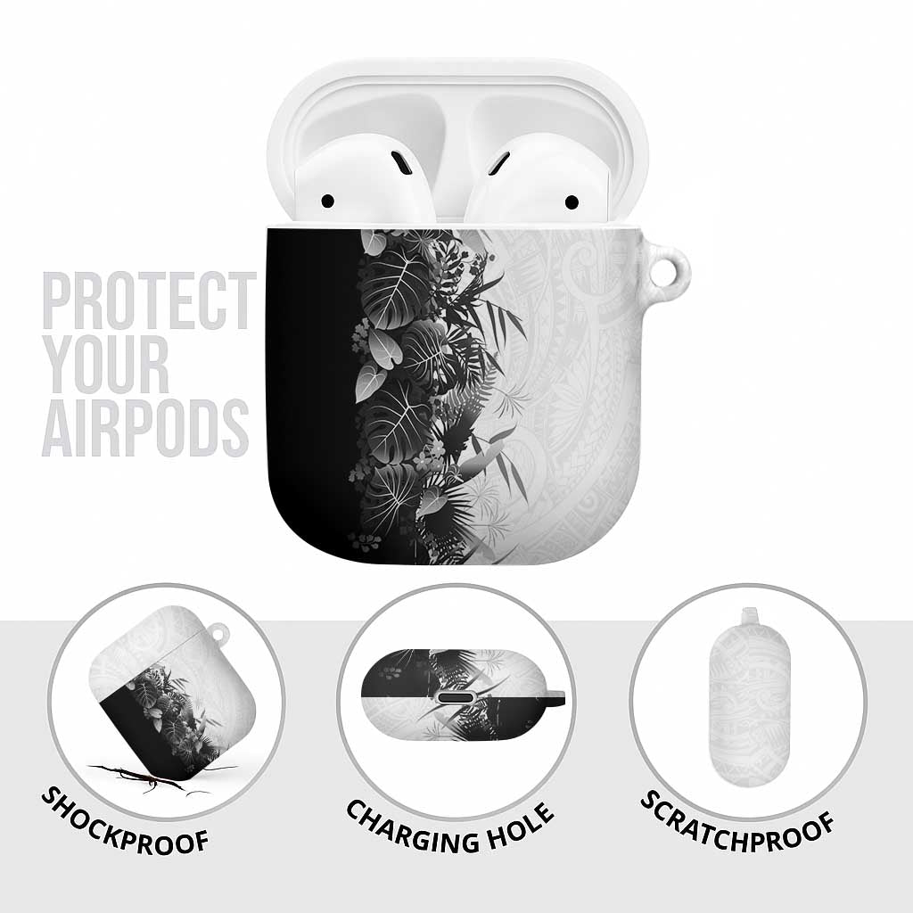 Hawaii Tropical Plant Monochrome AirPods Case Vibrant Polynesian Pattern