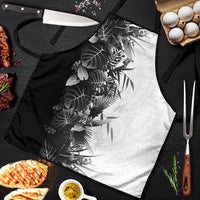 Hawaii Tropical Plant Monochrome Apron Vibrant Polynesian Pattern