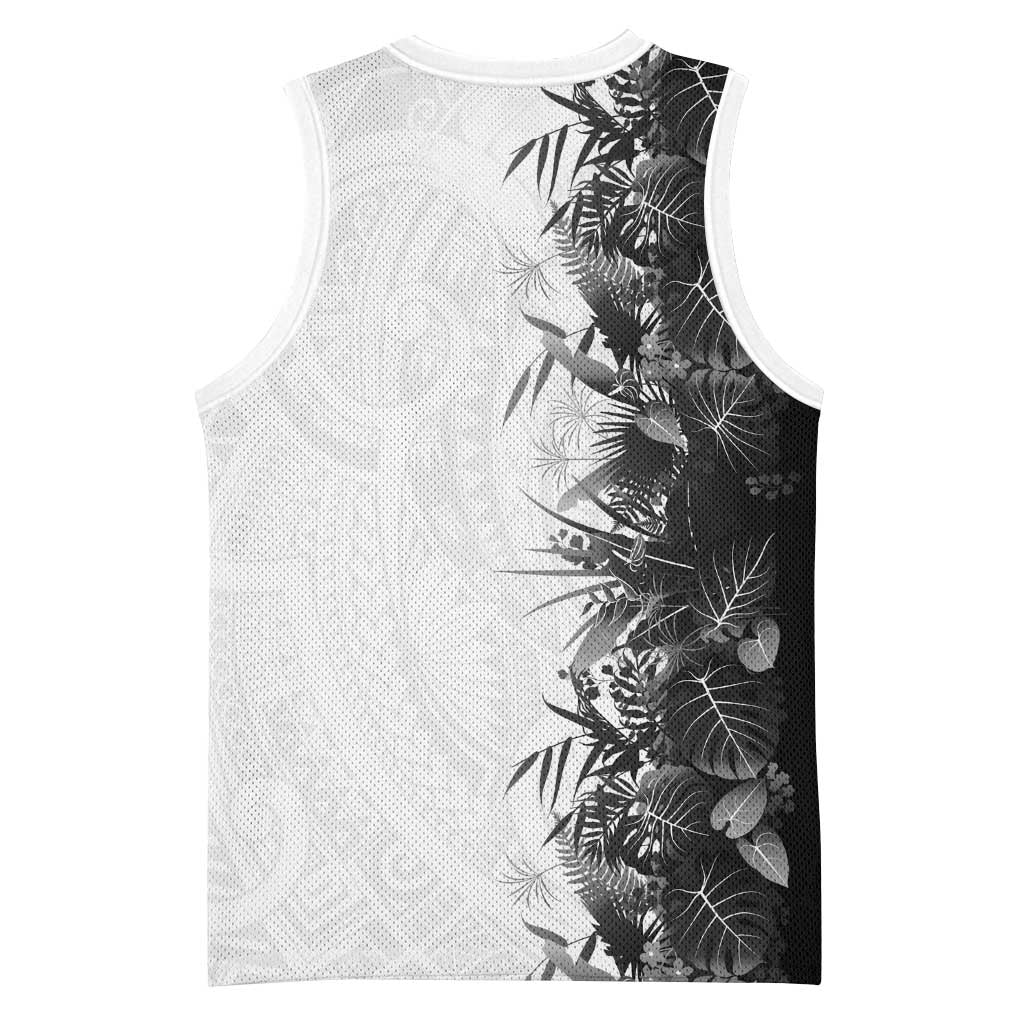 Hawaii Tropical Plant Monochrome Basketball Jersey Vibrant Polynesian Pattern