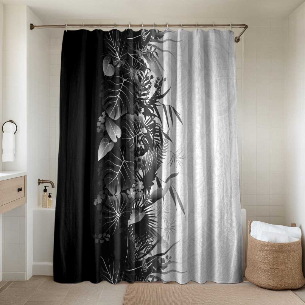 Hawaii Tropical Plant Monochrome Bathroom Set Vibrant Polynesian Pattern
