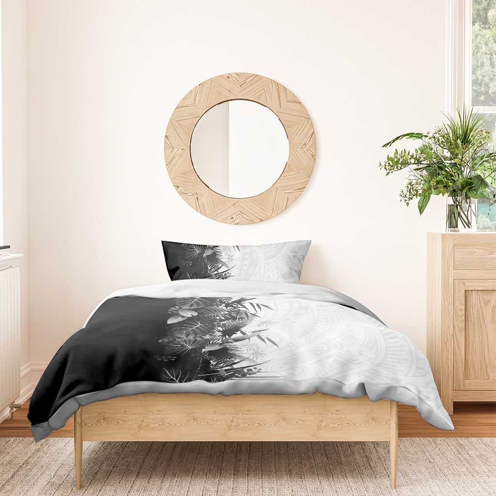 Hawaii Tropical Plant Monochrome Bedding Set Vibrant Polynesian Pattern