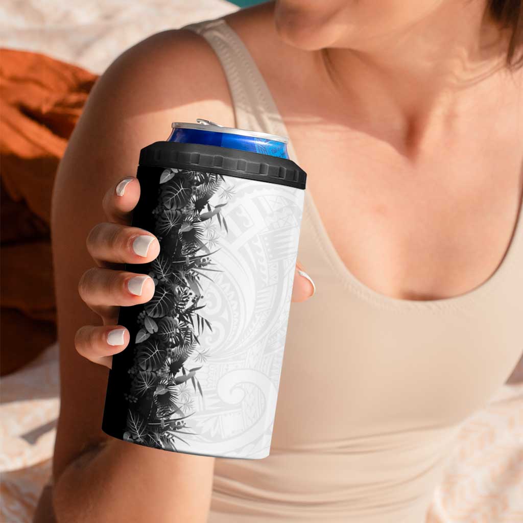 Hawaii Tropical Plant Monochrome 4 in 1 Can Cooler Tumbler Vibrant Polynesian Pattern