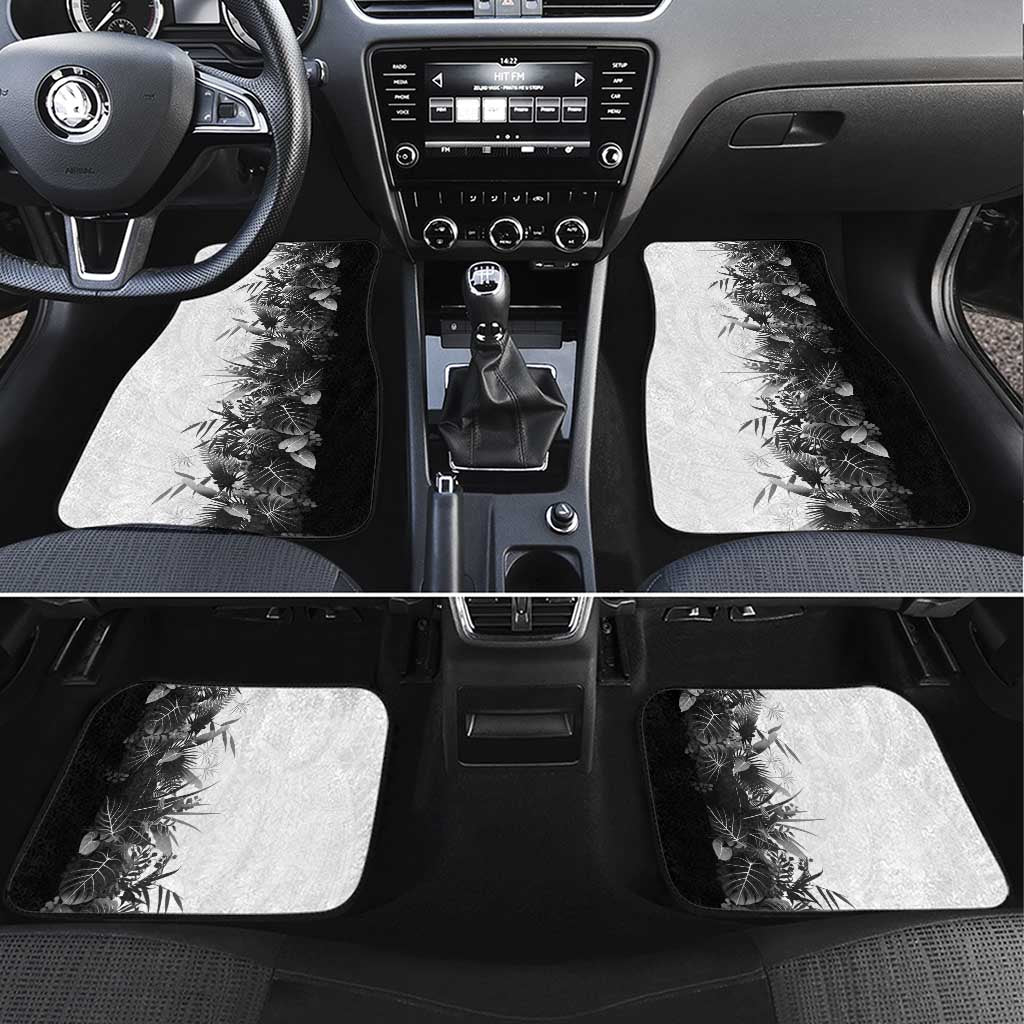 Hawaii Tropical Plant Monochrome Car Mats Vibrant Polynesian Pattern