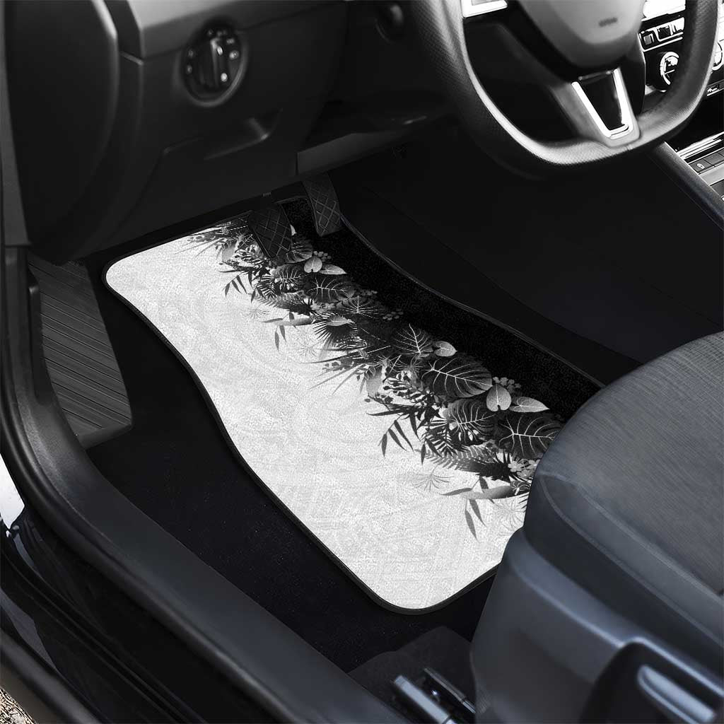 Hawaii Tropical Plant Monochrome Car Mats Vibrant Polynesian Pattern