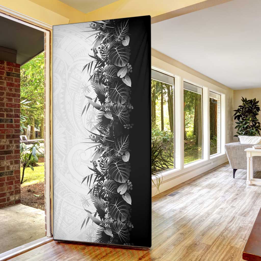 Hawaii Tropical Plant Monochrome Door Cover Vibrant Polynesian Pattern