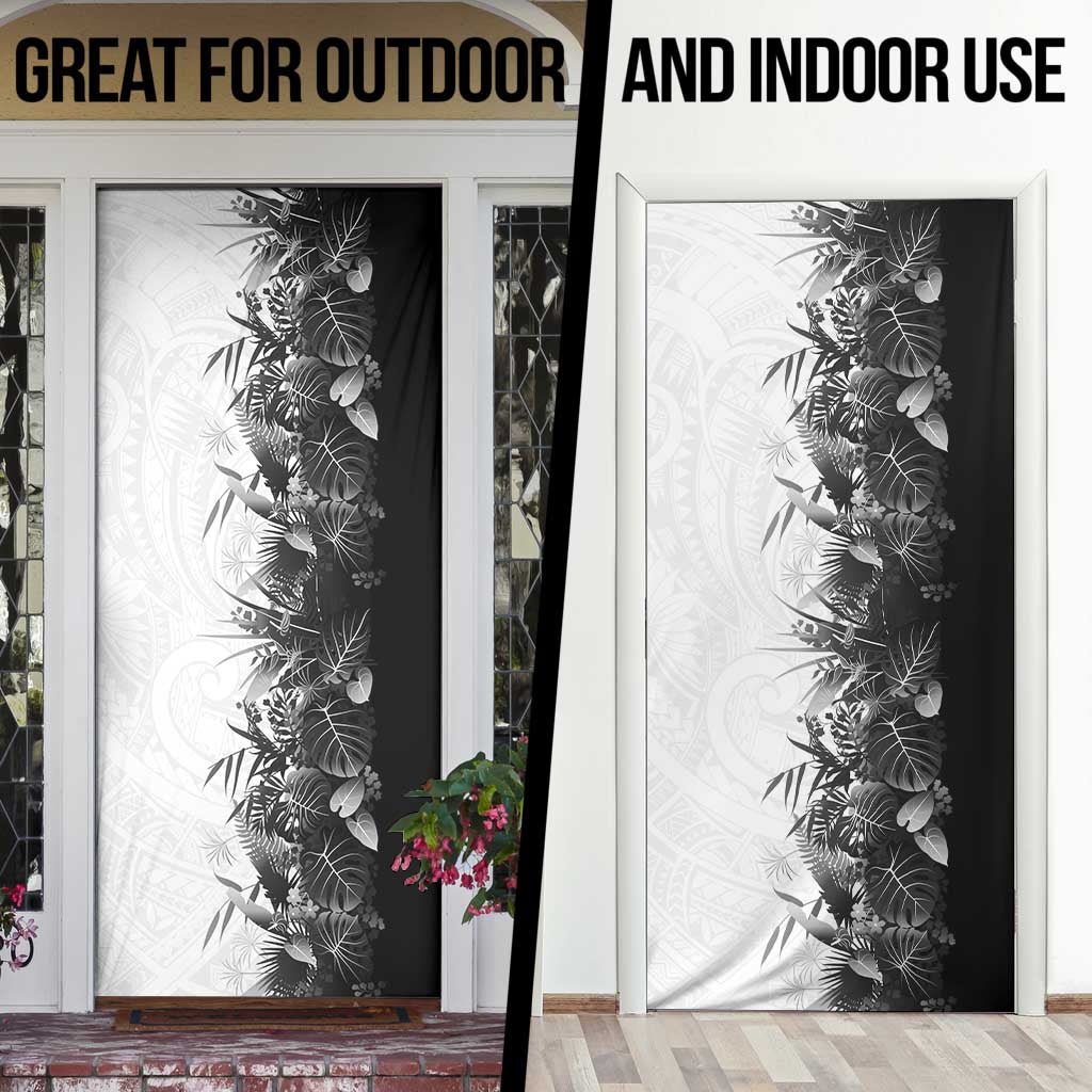 Hawaii Tropical Plant Monochrome Door Cover Vibrant Polynesian Pattern