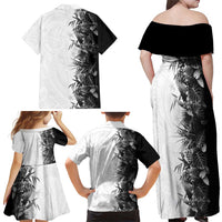 Hawaii Tropical Plant Monochrome Family Matching Off Shoulder Maxi Dress and Hawaiian Shirt Vibrant Polynesian Pattern LT01 - Polynesian Pride
