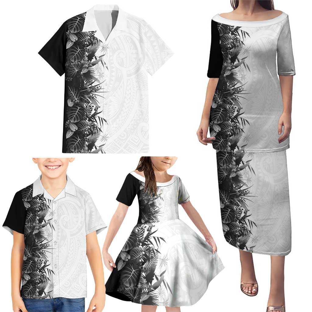Hawaii Tropical Plant Monochrome Family Matching Puletasi and Hawaiian Shirt Vibrant Polynesian Pattern LT01 - Polynesian Pride
