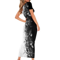 Hawaii Tropical Plant Monochrome Family Matching Short Sleeve Bodycon Dress and Hawaiian Shirt Vibrant Polynesian Pattern LT01 - Polynesian Pride
