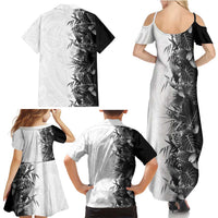 Hawaii Tropical Plant Monochrome Family Matching Summer Maxi Dress and Hawaiian Shirt Vibrant Polynesian Pattern LT01 - Polynesian Pride