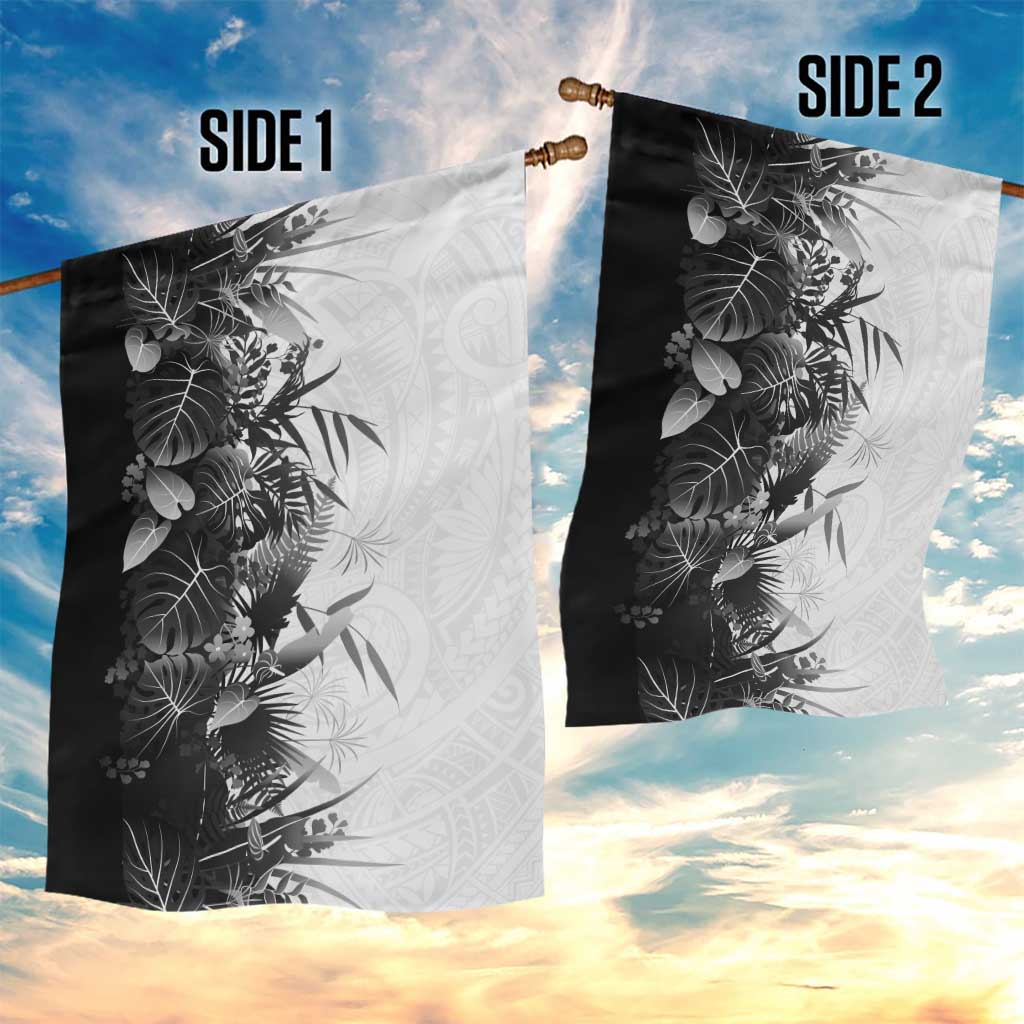 Hawaii Tropical Plant Monochrome Garden Flag Vibrant Polynesian Pattern