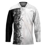 Hawaii Tropical Plant Monochrome Hockey Jersey Vibrant Polynesian Pattern