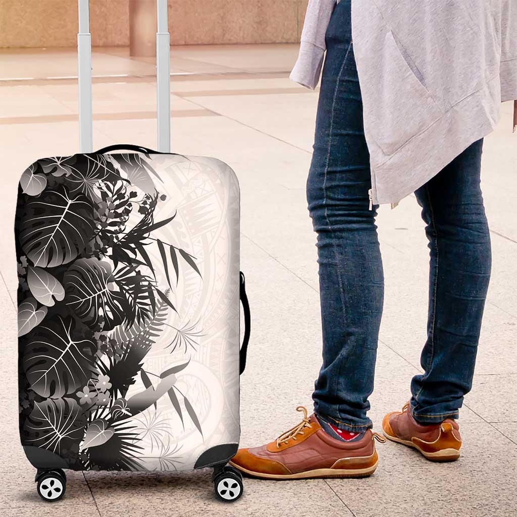 Hawaii Tropical Plant Monochrome Luggage Cover Vibrant Polynesian Pattern