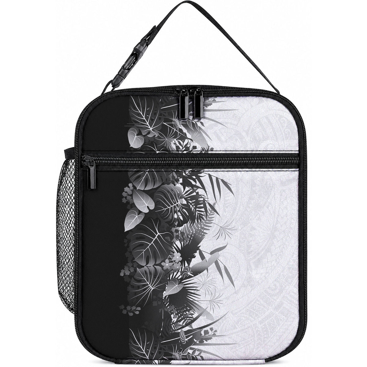 Hawaii Tropical Plant Monochrome Lunch Bag Vibrant Polynesian Pattern LT01 10.2 × 8.3 × 4.3 inch Black - Polynesian Pride