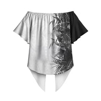 Hawaii Tropical Plant Monochrome Off Shoulder Wrap Waist Top Vibrant Polynesian Pattern LT01 - Polynesian Pride