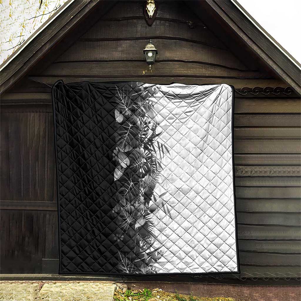 Hawaii Tropical Plant Monochrome Quilt Vibrant Polynesian Pattern
