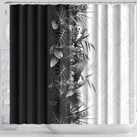 Hawaii Tropical Plant Monochrome Shower Curtain Vibrant Polynesian Pattern