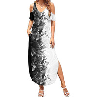 Hawaii Tropical Plant Monochrome Summer Maxi Dress Vibrant Polynesian Pattern LT01 Women Black - Polynesian Pride