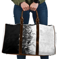 Hawaii Tropical Plant Monochrome Travel Bag Vibrant Polynesian Pattern