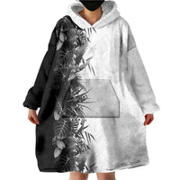 Hawaii Tropical Plant Monochrome Wearable Blanket Hoodie Vibrant Polynesian Pattern LT01 - Polynesian Pride
