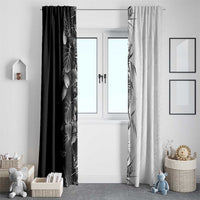 Hawaii Tropical Plant Monochrome Window Curtain Vibrant Polynesian Pattern