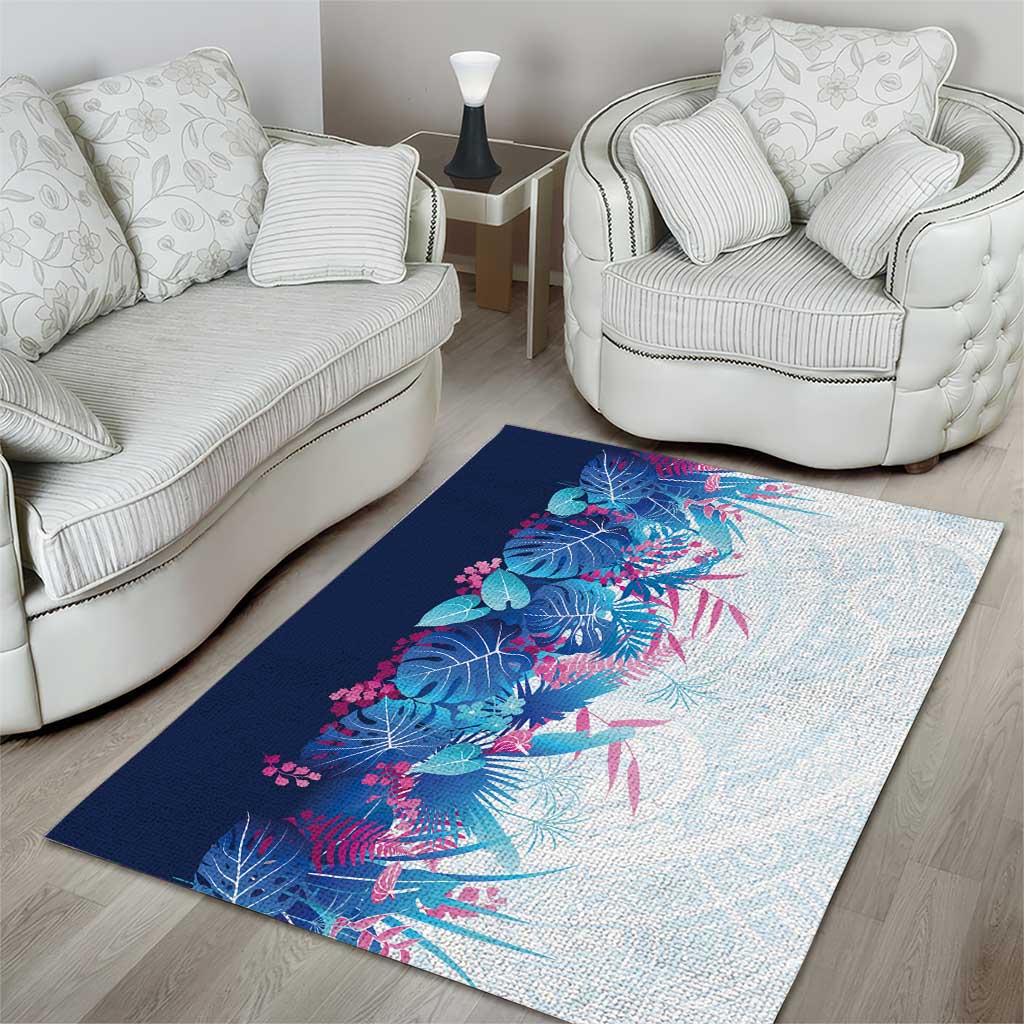 Hawaii Tropical Plant UliUli Area Rug Vibrant Polynesian Pattern