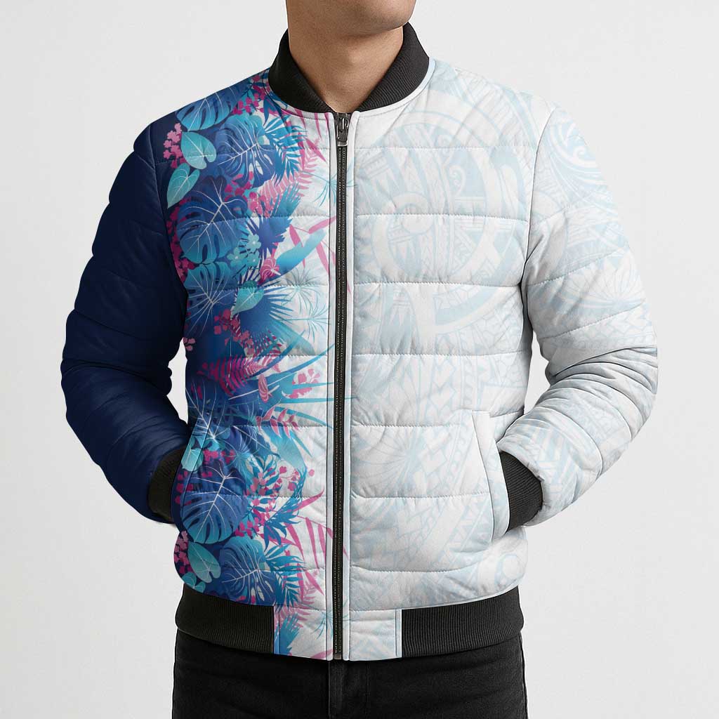 Hawaii Tropical Plant UliUli Bomber Puffer Jacket Vibrant Polynesian Pattern