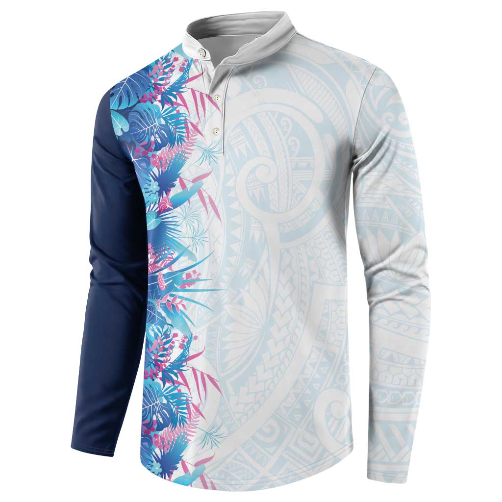 Hawaii Tropical Plant UliUli Button Sweatshirt Vibrant Polynesian Pattern