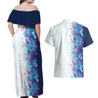 Hawaii Tropical Plant UliUli Couples Matching Off Shoulder Maxi Dress and Hawaiian Shirt Vibrant Polynesian Pattern LT01 - Polynesian Pride